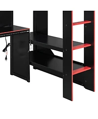 Streamdale Furniture Twin Gaming Loft Bed with Desk Lights and Charging Station