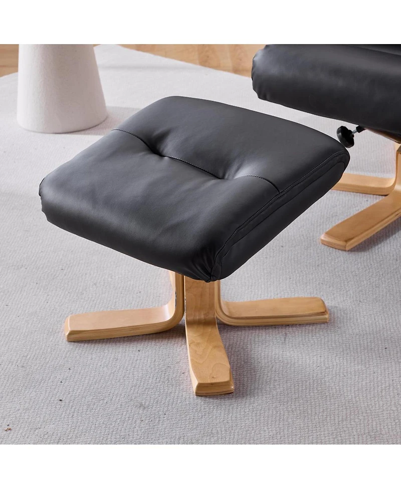 Streamdale Furniture Pu Leather Heated Massage Swivel Accent Chair with Ottoman