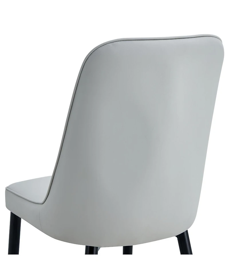 Streamdale Furniture Set of 4 Modern Pu Leather Dining Chairs with Metal Legs