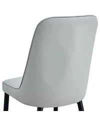 Streamdale Furniture Set of 4 Modern Pu Leather Dining Chairs with Metal Legs