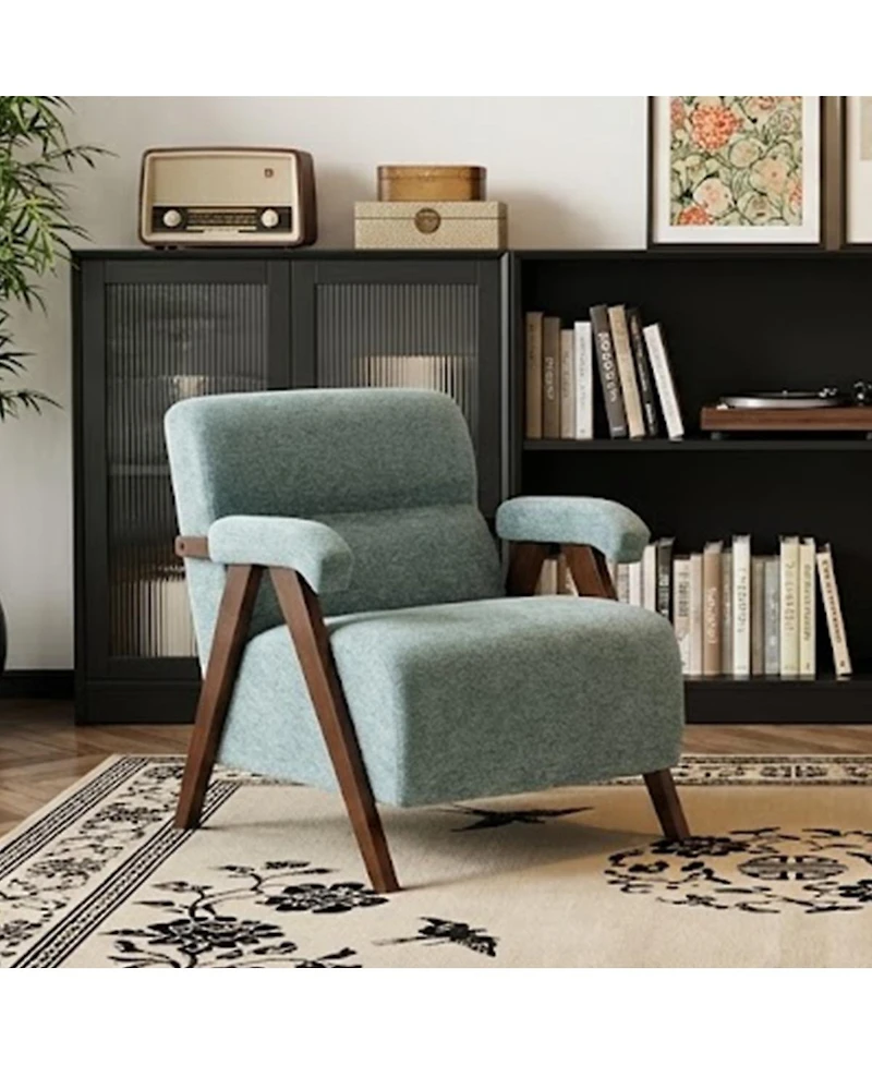 Streamdale Furniture Mid-Century Modern Tufted Accent Chair with Solid Wood Frame