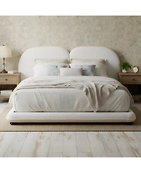 Streamdale Furniture Extra Thick Upholstered Platform Bed Frame Teddy Fleece King