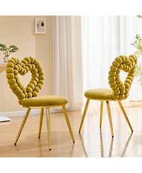 Streamdale Furniture Heart-Shaped Tufted Velvet Accent Chair with Gold Metal Frame