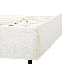 Streamdale Furniture Boucle Upholstered Bed Frame with Curved Wide Headboard Off