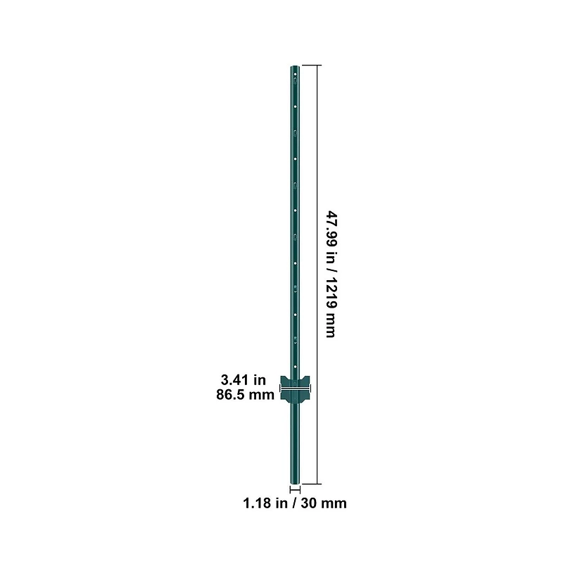 Sugift 4 feet U-Channel Fence Post 10 Pack Heavy Duty Steel Stakes