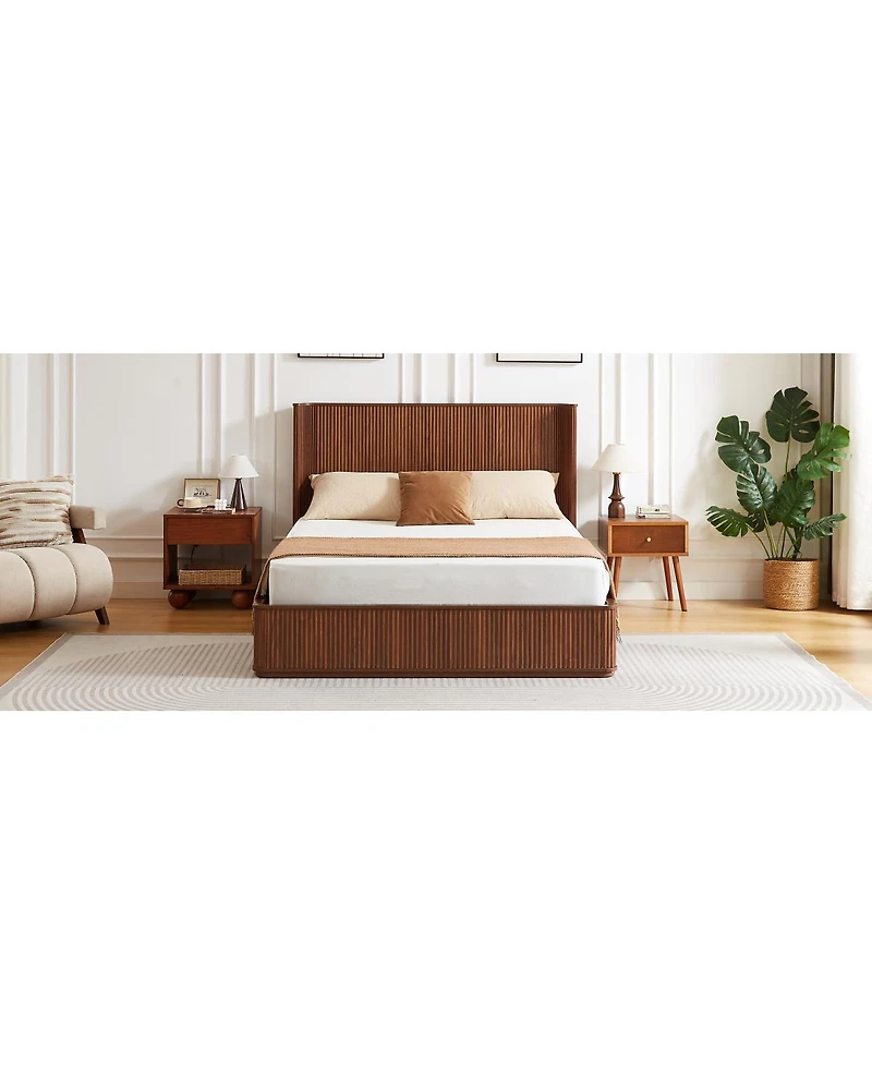 Streamdale Furniture Corrugated Wave Wood Platform Bed Frame