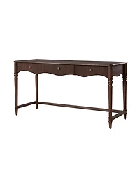 Hulala Home Polly 60''W Traditional 3 Drawers Fluted Simple Assembly Desk with Power Outlets