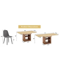 Streamdale Furniture 8-Piece Extendable Dining Set 59-71 inch Table with Linen Chairs