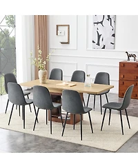 Streamdale Furniture 8-Piece Extendable Dining Set 59-71 inch Table with Linen Chairs