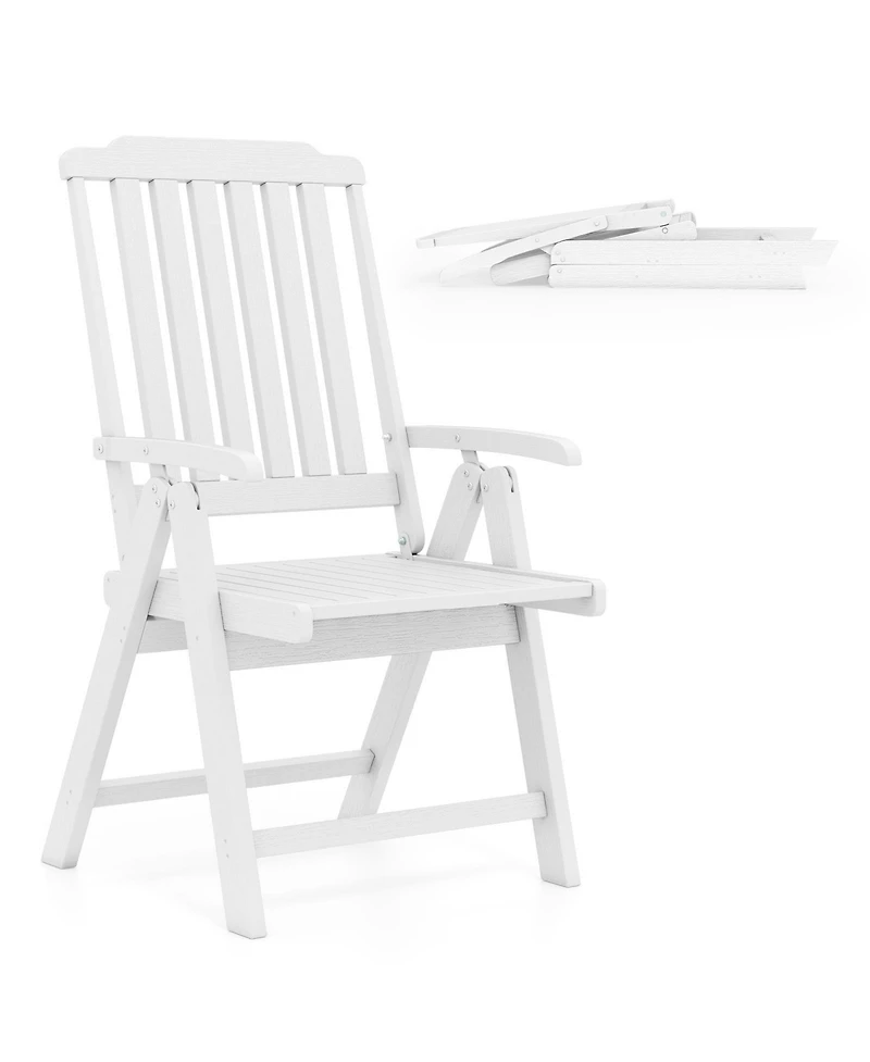 Sugift All-Weather Hdpe Foldable Patio Dining Chair with Armrests