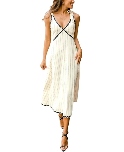 Cupshe Women's Paradise Valley Striped Midi Beach Dress