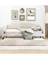 Streamdale Furniture Upholstered Tufted Daybed with Twin Size Trundle