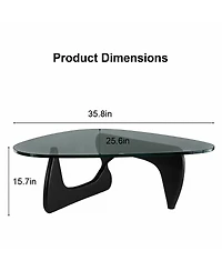 Streamdale Furniture Modern Mid-Century Glass Coffee Table 35.8'' x 25.6"