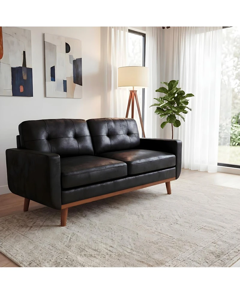 Streamdale Furniture 65-inch Modern Minimalist Two-Seater Sofa with Foil Fabric and Wood Legs