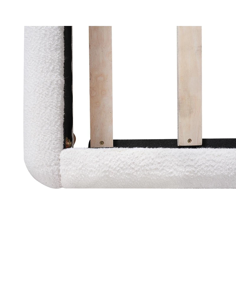Streamdale Furniture Boucle Upholstered Bed Frame with Curved Headboard