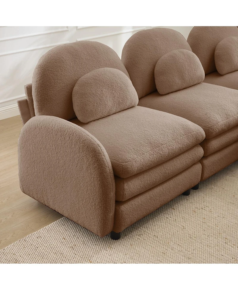 Streamdale Furniture Teddy Fabric -Seat Modular Sofa with Ottomans and Lumbar Pillows