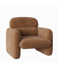 homfan Modern Accent Chair, Upholstered Reading Armchair with Wood Frame, Plush Chenille, for Living Room, Bedroom and Corner