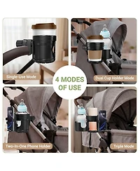 ZealSound 3-in-1 Stroller Cup and Bottle Holder with 360degree(s) Rotating Phone Mount, Universal Fit