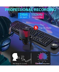ZealSound Usb Condenser Microphone with Noise Cancellation, Touch Mute, Rgb Light and Volume Control for Streaming, Gaming and Podcasting