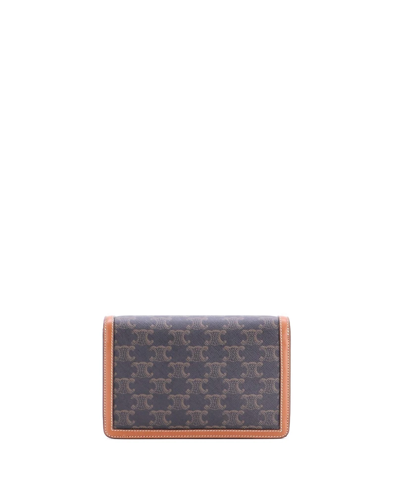 Pre-Owned Celine Triomphe Envelope Flap Wallet on Chain Triomphe Coated Canvas