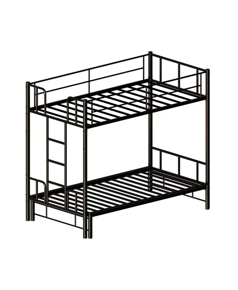 Streamdale Furniture Twin Size Metal Pull-Out Bunk Bed with Guardrail and Ladder