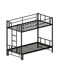 Streamdale Furniture Twin Size Metal Pull-Out Bunk Bed with Guardrail and Ladder