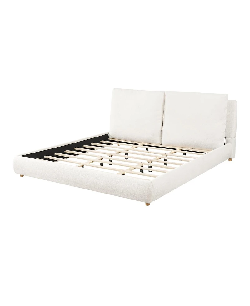 Streamdale Furniture King Size Upholstered Bed Frame with Removable Pillow Headboard