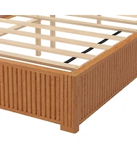 Streamdale Furniture Solid Wood Queen Platform Bed Frame with Headboard Easy Assembly