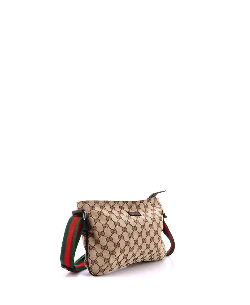 Pre-Owned Gucci Small Web Strap Messenger Bag Gg Canvas