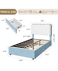 gaomon Full Upholstered Led Bed Frame with Storage Drawer and Adjustable Headboard