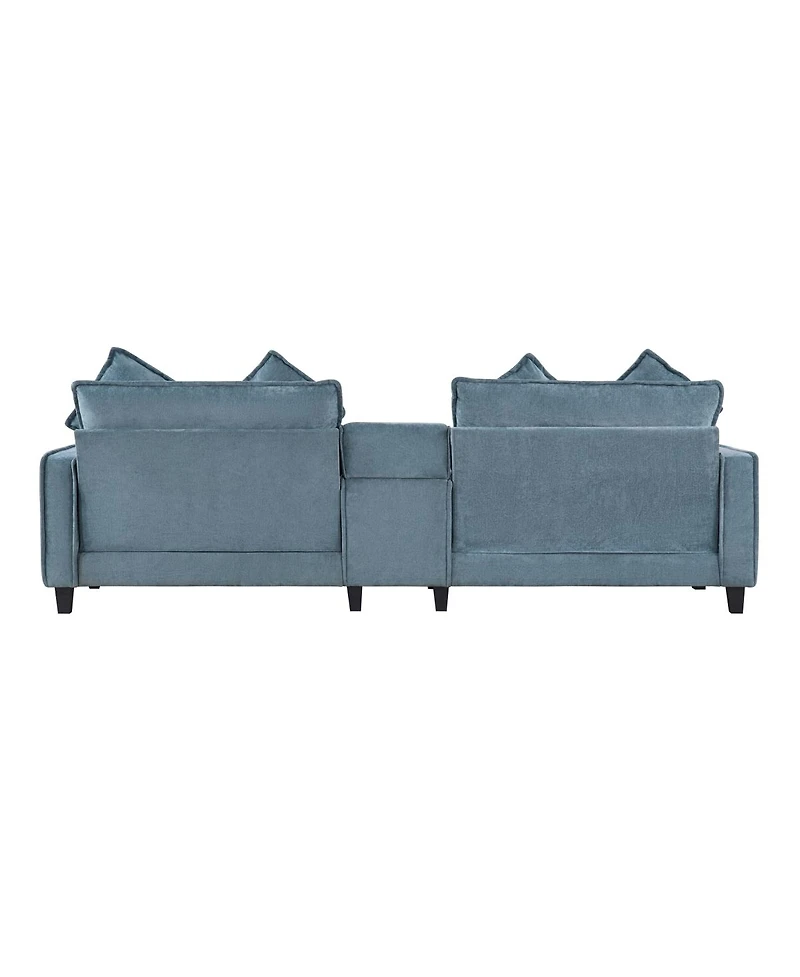 Streamdale Furniture 111'' Chenille Sectional Sofa with Storage Ottomans and Usb Ports