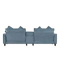 Streamdale Furniture 111'' Chenille Sectional Sofa with Storage Ottomans and Usb Ports