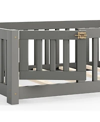 Streamdale Furniture Twin Size Bed Floor Bed with Safety Guardrails and Door for Kids