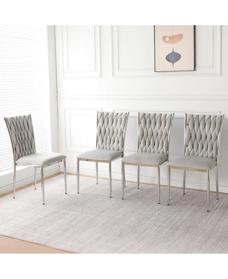 Streamdale Furniture Modern Velvet Dining Chairs with Metal Legs (Set of 4