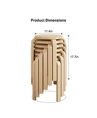 Streamdale Furniture 6-Piece Stackable Bentwood Stool Set 18'' Round Backless Nesting Chairs