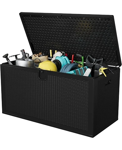gaomon 150 Gallon Outdoor Storage Box, Large Resin Deck Box with Hydraulic Air Rod