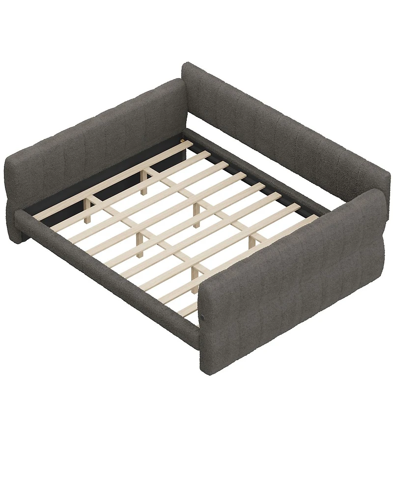 Streamdale Furniture King Size Upholstered Platform Bed with Usb