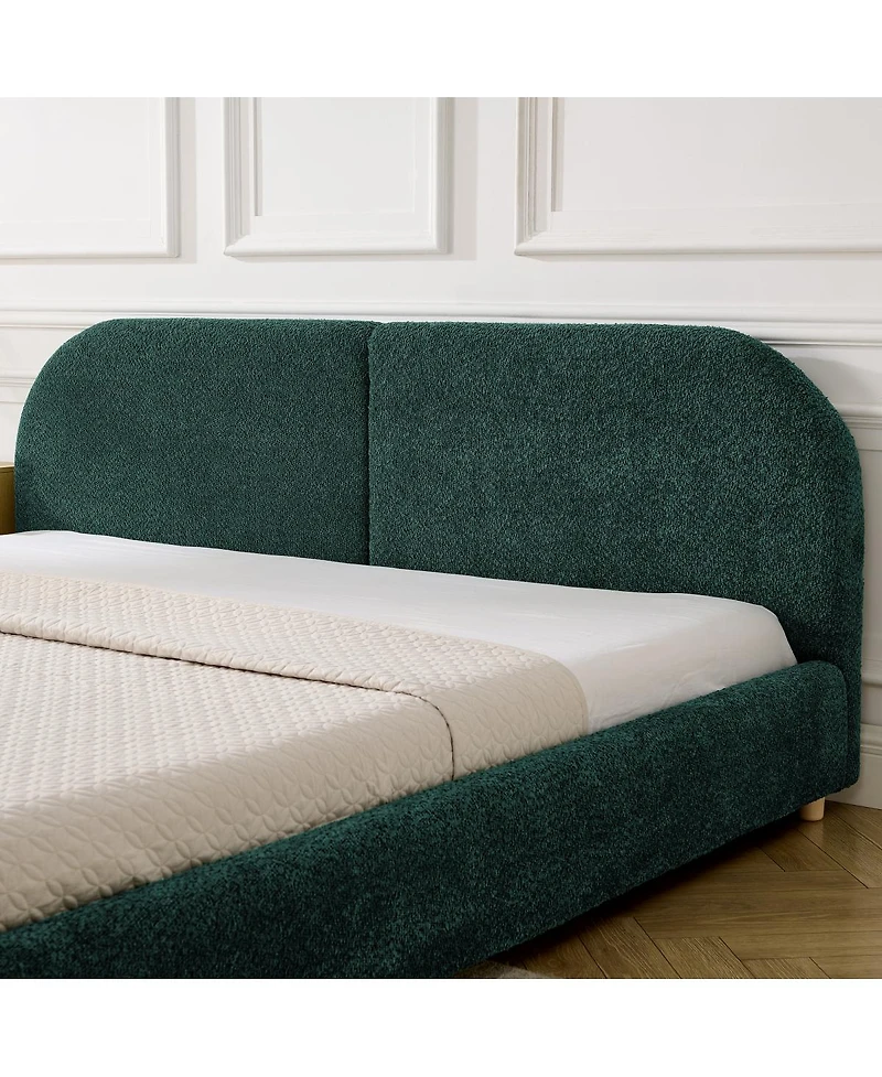 Streamdale Furniture King Size Upholstered Bed Frame Modern Minimalist with Tall Curved Headboard