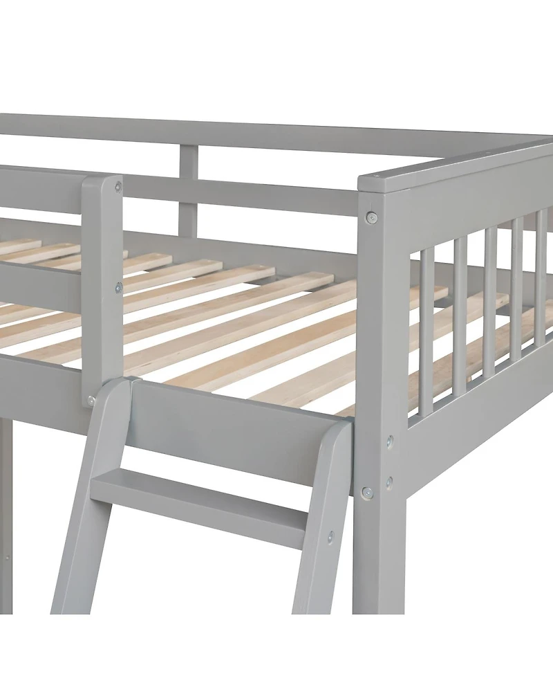 Streamdale Furniture -Shaped Bunk Bed With 3 Drawers Ladder and Staircase
