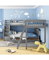 Streamdale Furniture -Shaped Bunk Bed With 3 Drawers Ladder and Staircase