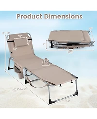 Sugift Portable Sunbathing Chair with Face Hole and 4-Position Backrest