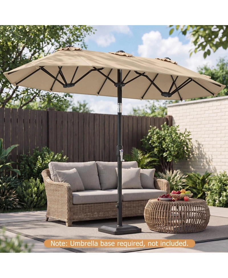 Gouun 10 x 5.3 Feet Double-Sided Patio Umbrella with Push Button Tilt