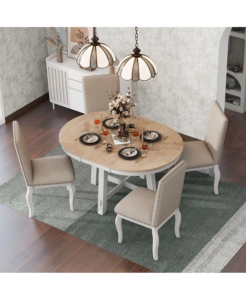 Streamdale Furniture 5-Piece Extendable Round Farmhouse Dining Set