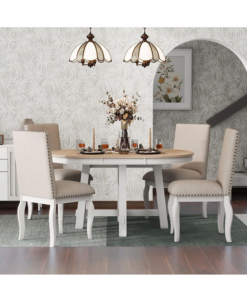 Streamdale Furniture 5-Piece Extendable Round Farmhouse Dining Set