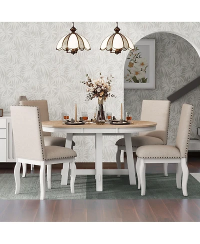 Streamdale Furniture 5-Piece Extendable Round Farmhouse Dining Set