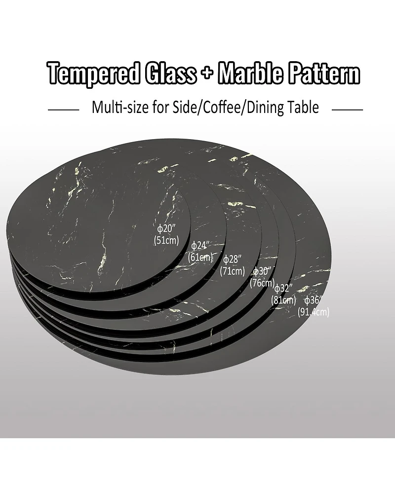 Streamdale Furniture 32'' Round Tempered Glass Table Top with Marble Design