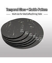 Streamdale Furniture 32'' Round Tempered Glass Table Top with Marble Design
