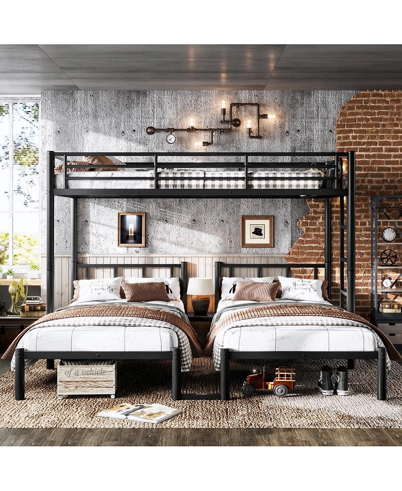 Streamdale Furniture Triple Twin Metal Bunk Bed for 3