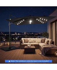 Gouun 10 Feet Cantilever Patio Umbrella with 32 Solar Led Lights for Pool