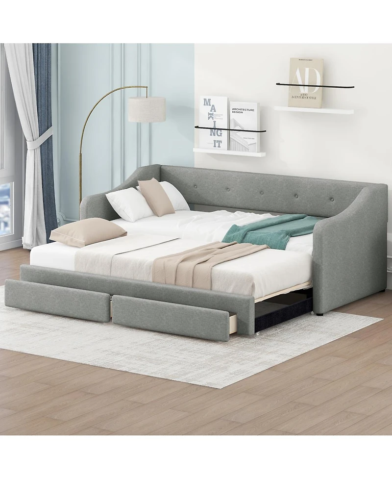 Streamdale Furniture to King Size Upholstered Daybed with Two Drawers